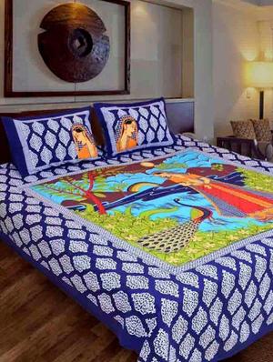 COTTON DOUBLE BED SHEET WITH 2 PILLOW COVERS - 15433273 - Standard Image - 1