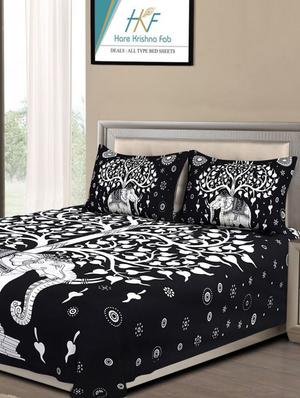 COTTON DOUBLE BED SHEET WITH 2 PILLOW COVERS - 15433275 - Standard Image - 1