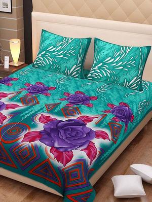 COTTON DOUBLE BED SHEET WITH 2 PILLOW COVERS - 15433282 - Standard Image - 1