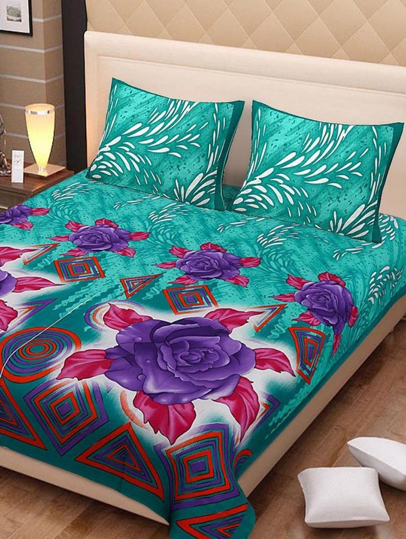 COTTON DOUBLE BED SHEET WITH 2 PILLOW COVERS - 15433282 - Zoom Image - 1