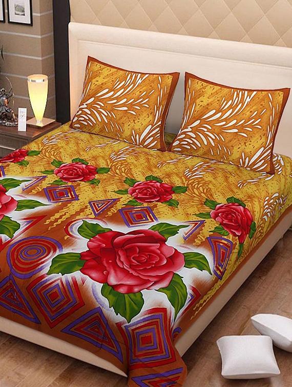 COTTON DOUBLE BED SHEET WITH 2 PILLOW COVERS - 15433285 - Zoom Image - 1