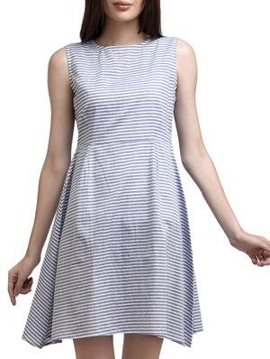 cutout back striped a-line dress - 15433330 - Standard Image - 1