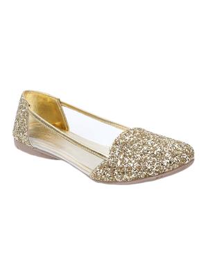 gold slip on ballerinas - 15433344 - Standard Image - 1