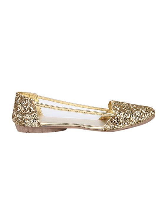 gold slip on ballerinas - 15433344 - Zoom Image - 2
