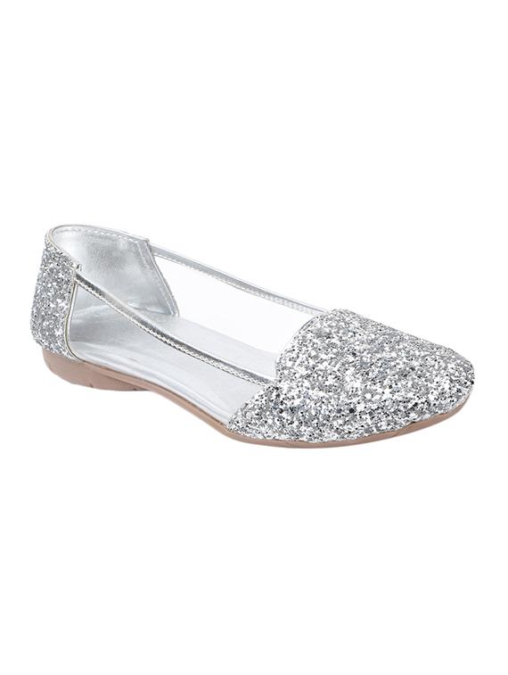 silver slip on ballerinas - 15433345 - Zoom Image - 1