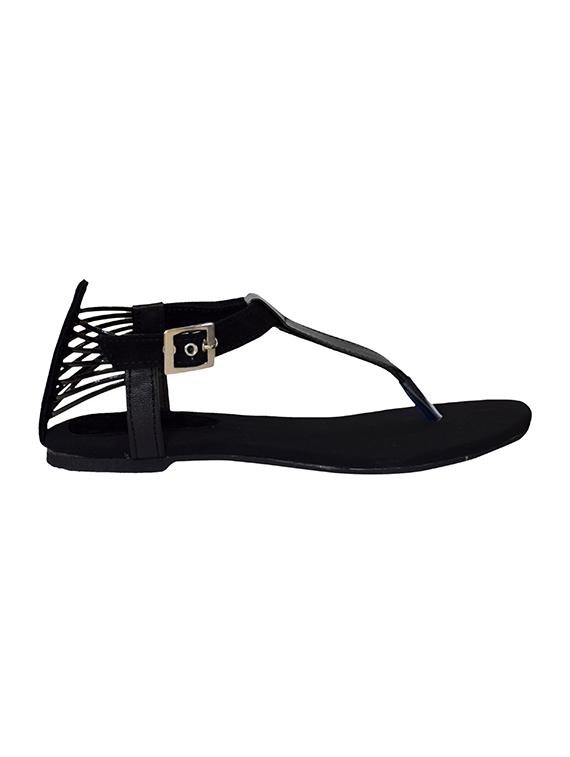black t-strap sandals - 15433346 - Zoom Image - 2