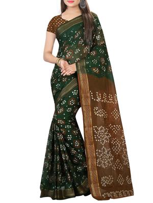 Zari contrast border bandhani saree with blouse - 15433782 - Standard Image - 1