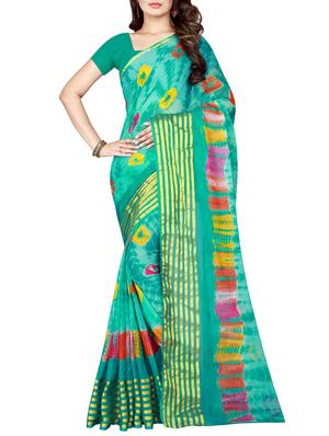 Golden stripes border shibori saree with blouse - 15433898 - Standard Image - 1