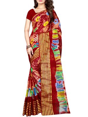 Golden stripes border shibori saree with blouse - 15433899 - Standard Image - 1