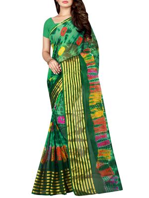 Golden stripes border shibori saree with blouse - 15433904 - Standard Image - 1
