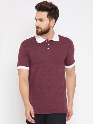 maroon cotton polo t-shirt - 15434117 - Standard Image - 1