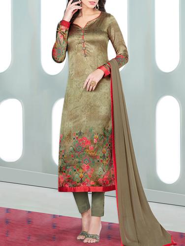 Printed unstitched straight pant suit - 15434167 - Very Small Image - 1