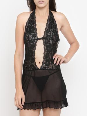 halter neck sheer babydoll - 15434272 - Standard Image - 1