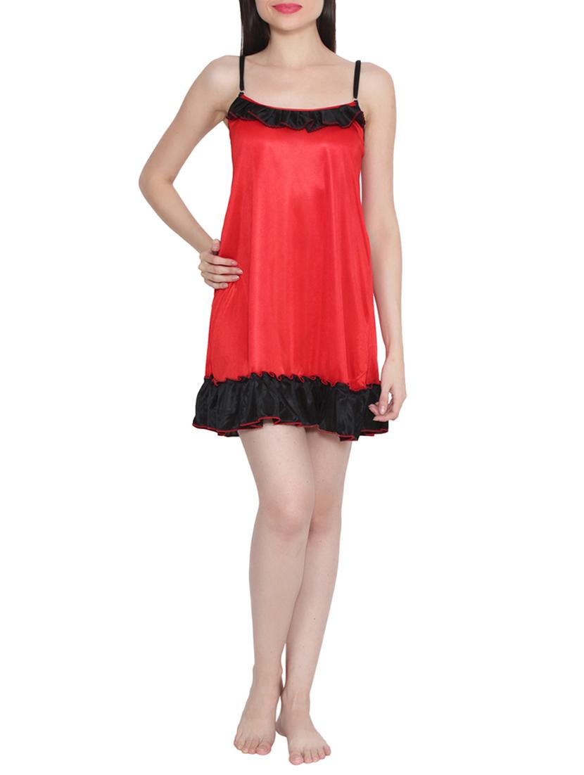 contrast frill trim short nighty - 15434569 - Zoom Image - 1
