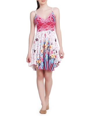 lace detail floral short nighty - 15434591 - Standard Image - 1