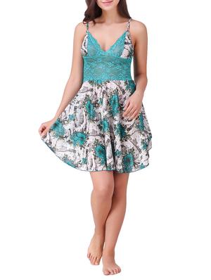lace detail floral short nighty - 15434616 - Standard Image - 1