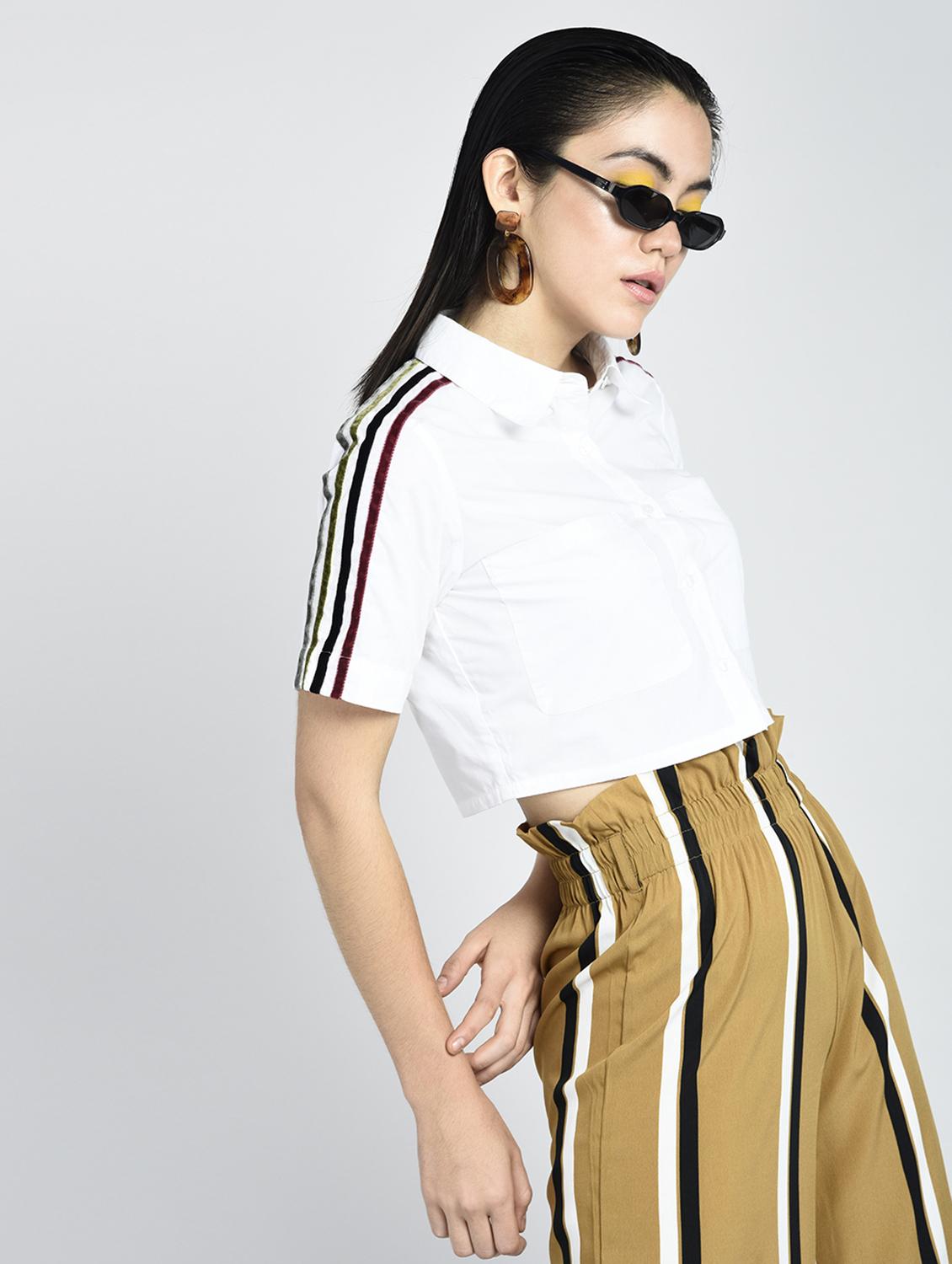 taping detail crop shirt - 15434665 - Zoom Image - 1