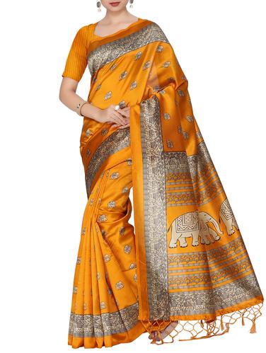Conversational printed saree with blouse - 15434674 - Very Small Image - 1