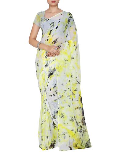 Abstract printed saree with blouse - 15434679 - Very Small Image - 1