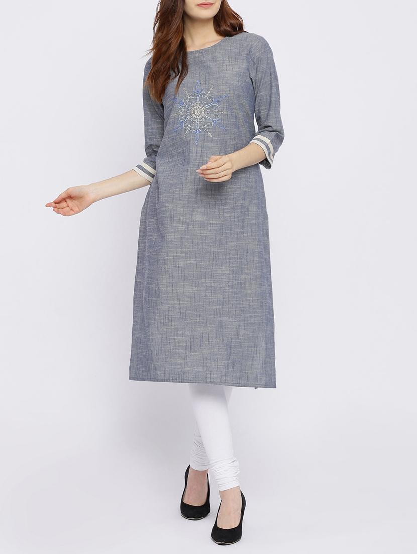 straight ebroidered kurta - 15434797 - Zoom Image - 1