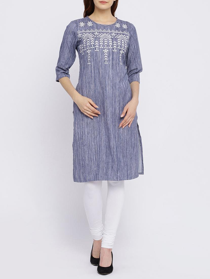 straight embroidered kurta - 15434802 - Zoom Image - 1