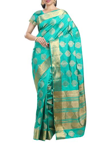 gold zari motif kanjivaram saree with blouse - 15434834 - Very Small Image - 1