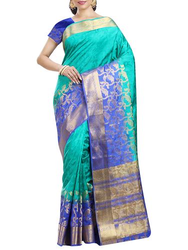 tonal shades zari kanjivaram saree with blouse - 15434849 - Very Small Image - 1