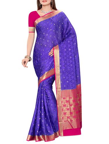 contrast border zari kanjivaram saree with blouse - 15434878 - Very Small Image - 1