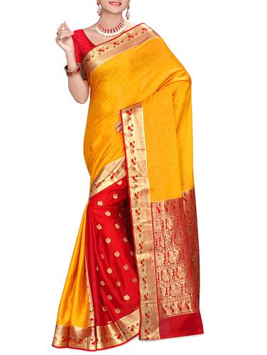 contrast border zari kanjivaram saree with blouse - 15434879 - Very Small Image - 1