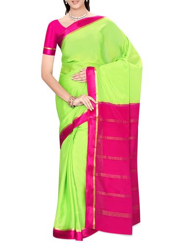 contrast border zari kanjivaram saree with blouse - 15434882 - Very Small Image - 1