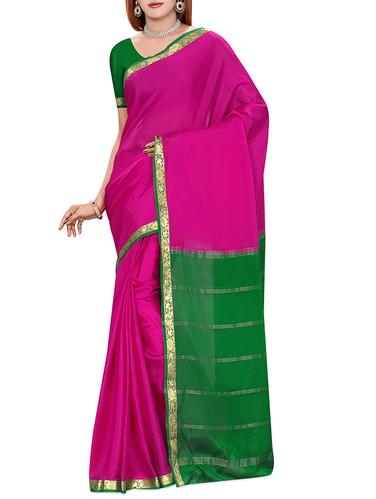 contrast border zari kanjivaram saree with blouse - 15434894 - Very Small Image - 1