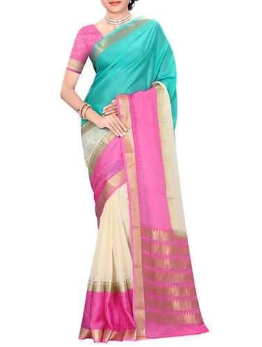 tonal shades zari kanjivaram saree with blouse - 15434906 - Very Small Image - 1