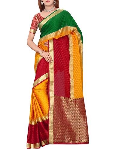 tonal shades zari kanjivaram saree with blouse - 15434908 - Very Small Image - 1