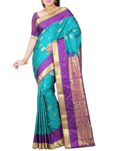 paisley zari motif kanjivaram saree with blouse - 15434943 - Very Small Image - 1