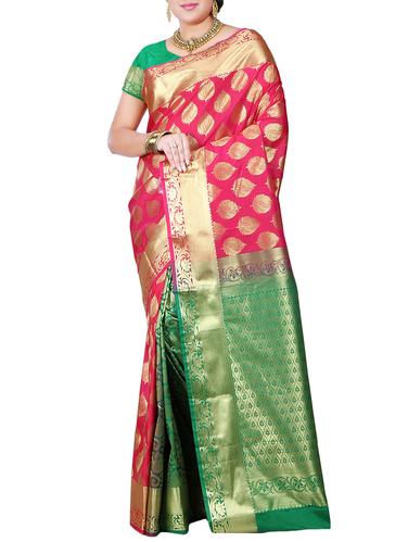 zari motif pink kanjivaram saree with blouse - 15434976 - Very Small Image - 1