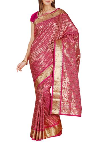 embellished zari kanjivaram saree with blouse - 15435040 - Very Small Image - 1