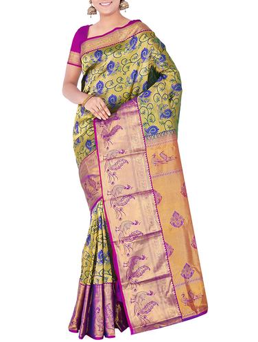conversational zari kanjivaram saree with blouse - 15435057 - Very Small Image - 1
