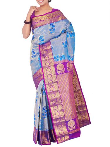 conversational zari kanjivaram saree with blouse - 15435058 - Very Small Image - 1