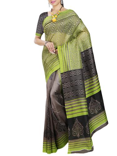 geometrical printed half & half saree with blouse - 15435103 - Very Small Image - 1