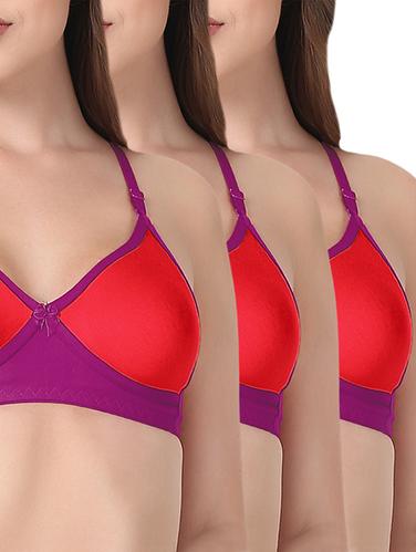 set of 3 multicolored solid bra - 15435230 - Very Small Image - 1