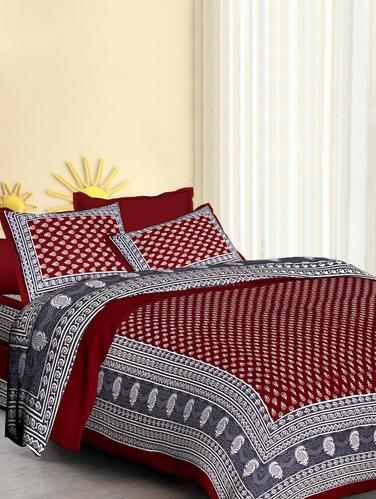 100% Cotton Comfort King Size Double Bedsheet with 2 Pillow Covers - 15435276 - Very Small Image - 1