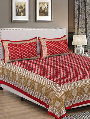 100% Cotton King Size Double Bedsheet with 2 Pillow Covers - 15435289 - Standard Image - 1