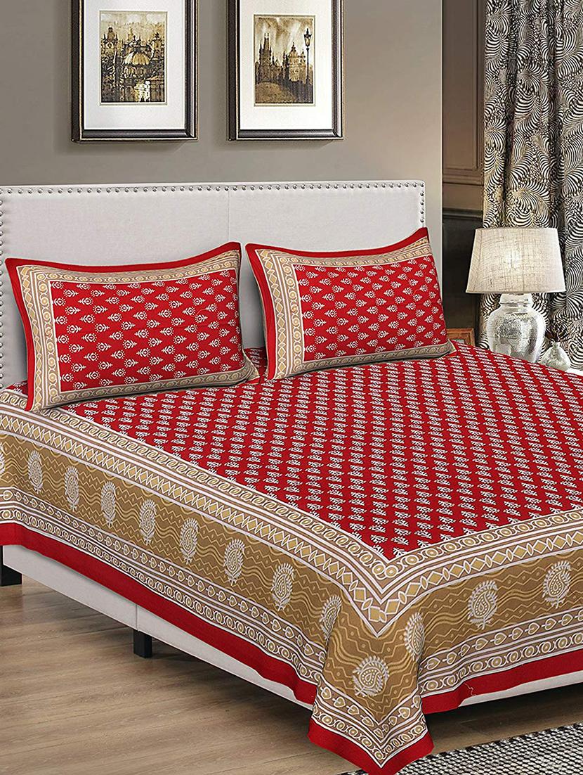 100% Cotton King Size Double Bedsheet with 2 Pillow Covers - 15435289 - Zoom Image - 1