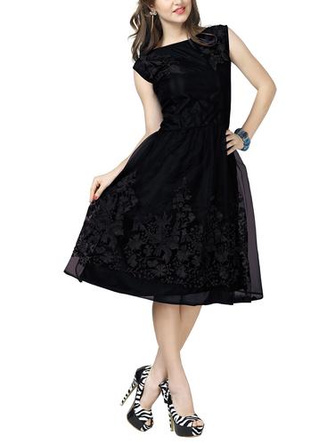 Embroidered Mesh Fit & Flare Dress - 15435455 - Very Small Image - 1