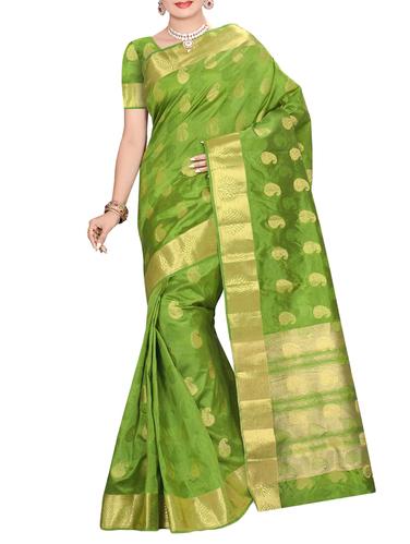 gold zari paisley kanjivaram saree with blouse - 15435515 - Very Small Image - 1