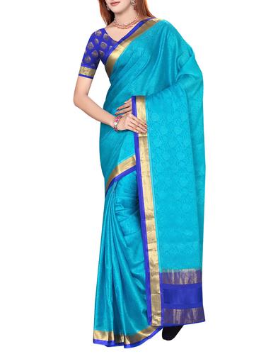 zari border floral kanjivaram saree with blouse - 15435535 - Very Small Image - 1