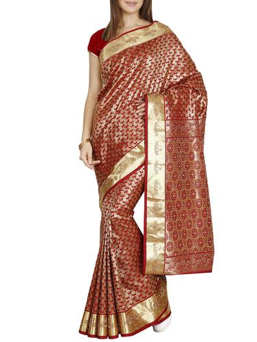 zari paisley embellished kanjivaram saree with blouse - 15435574 - Very Small Image - 1