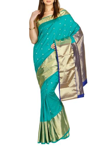 gold zari motif kanjivaram saree with blouse - 15435613 - Very Small Image - 1