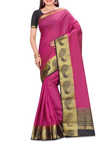 conversational zari border tussar saree with blouse - 15435641 - Very Small Image - 1
