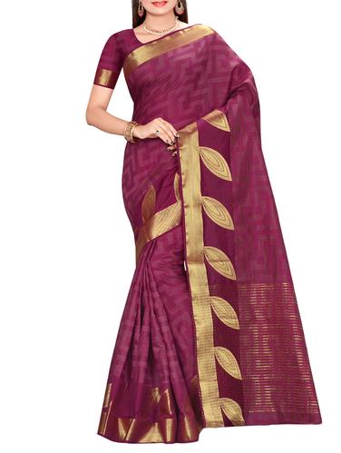 gold zari border tussar saree with blouse - 15435654 - Very Small Image - 1